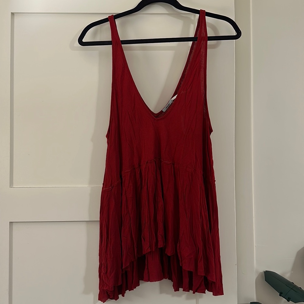Red peplum top